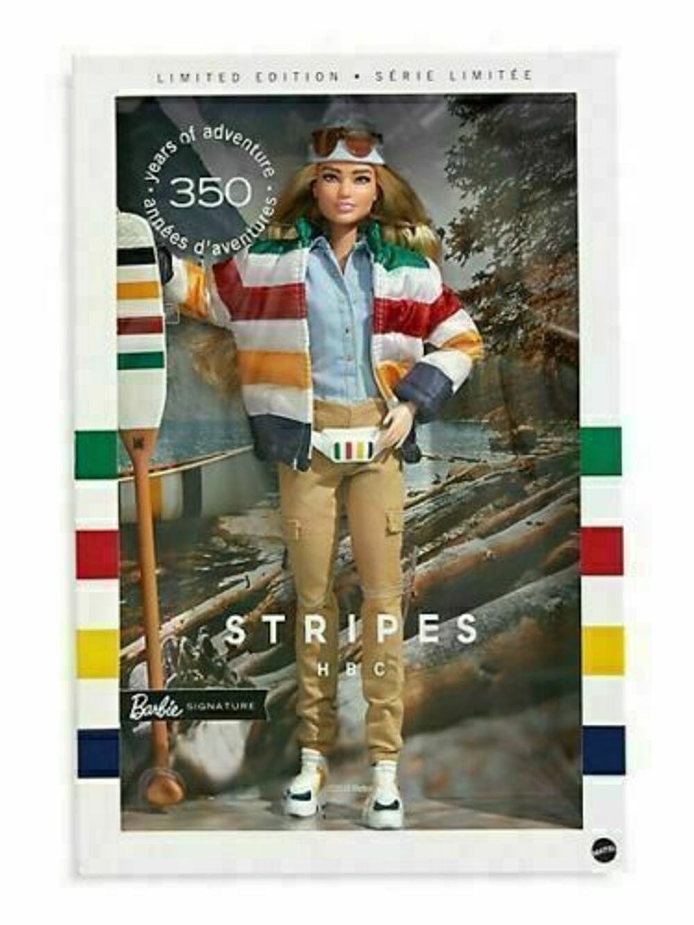 Hudson Bay Barbie Stripes Girl Doll NRFB Mattel 2020 Gold Label 350 Anniversary